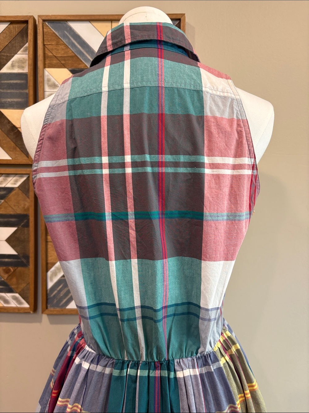 Vintage Ralph Lauren Country Plaid Button Down Fit & Flare Mini Dress size 4 - Picture 8 of 14